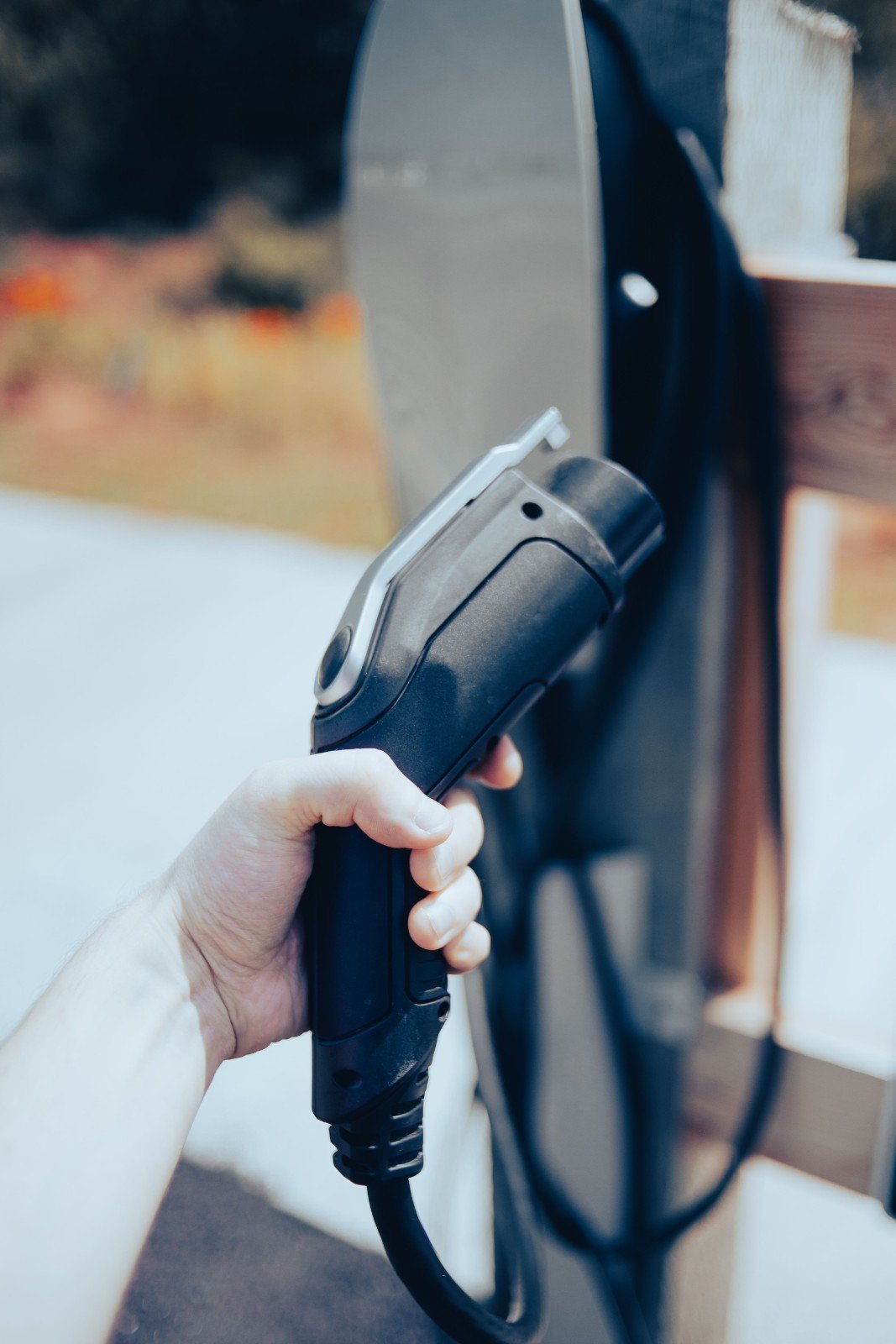 Level 2 EV charging connector for a home electric vehicle charger